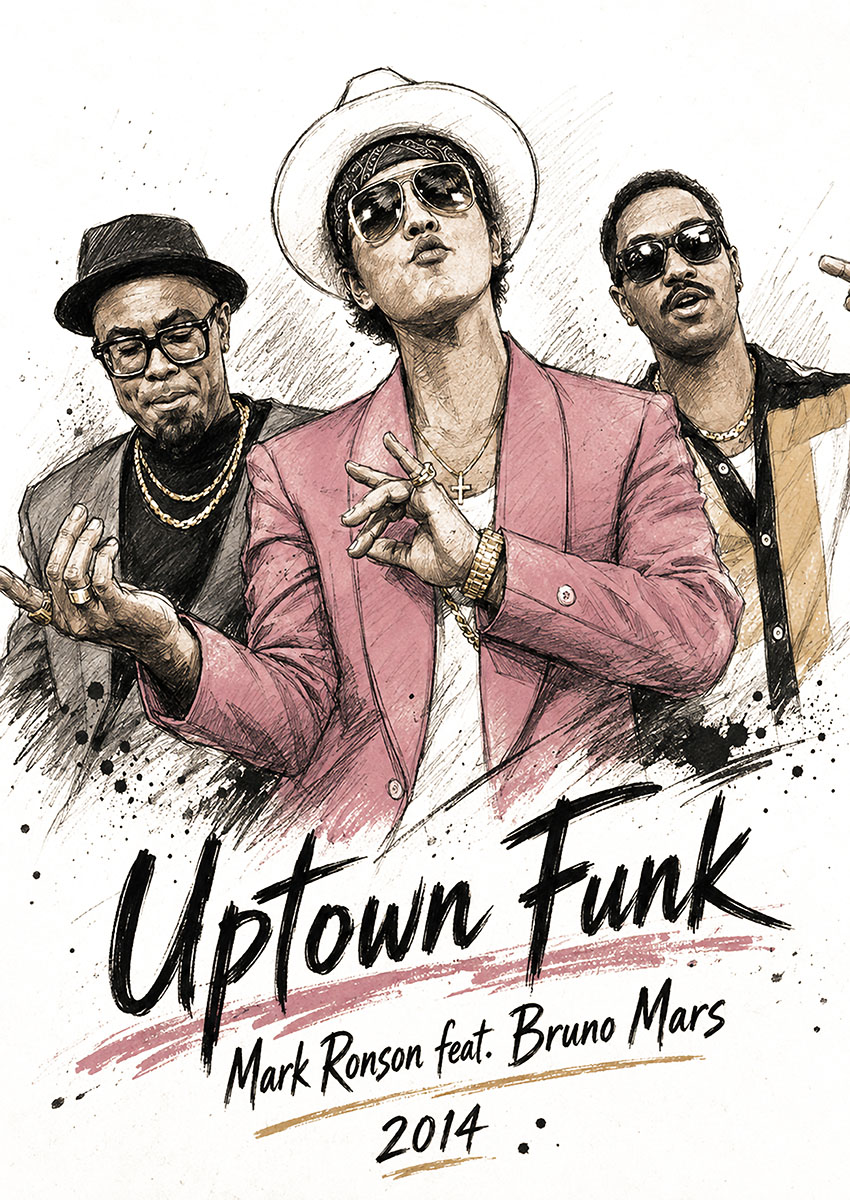 Uptown Funk Mark Ronson ft. Bruno Mars Canvas Print & Poster Wall Art - AI PRINT LAB